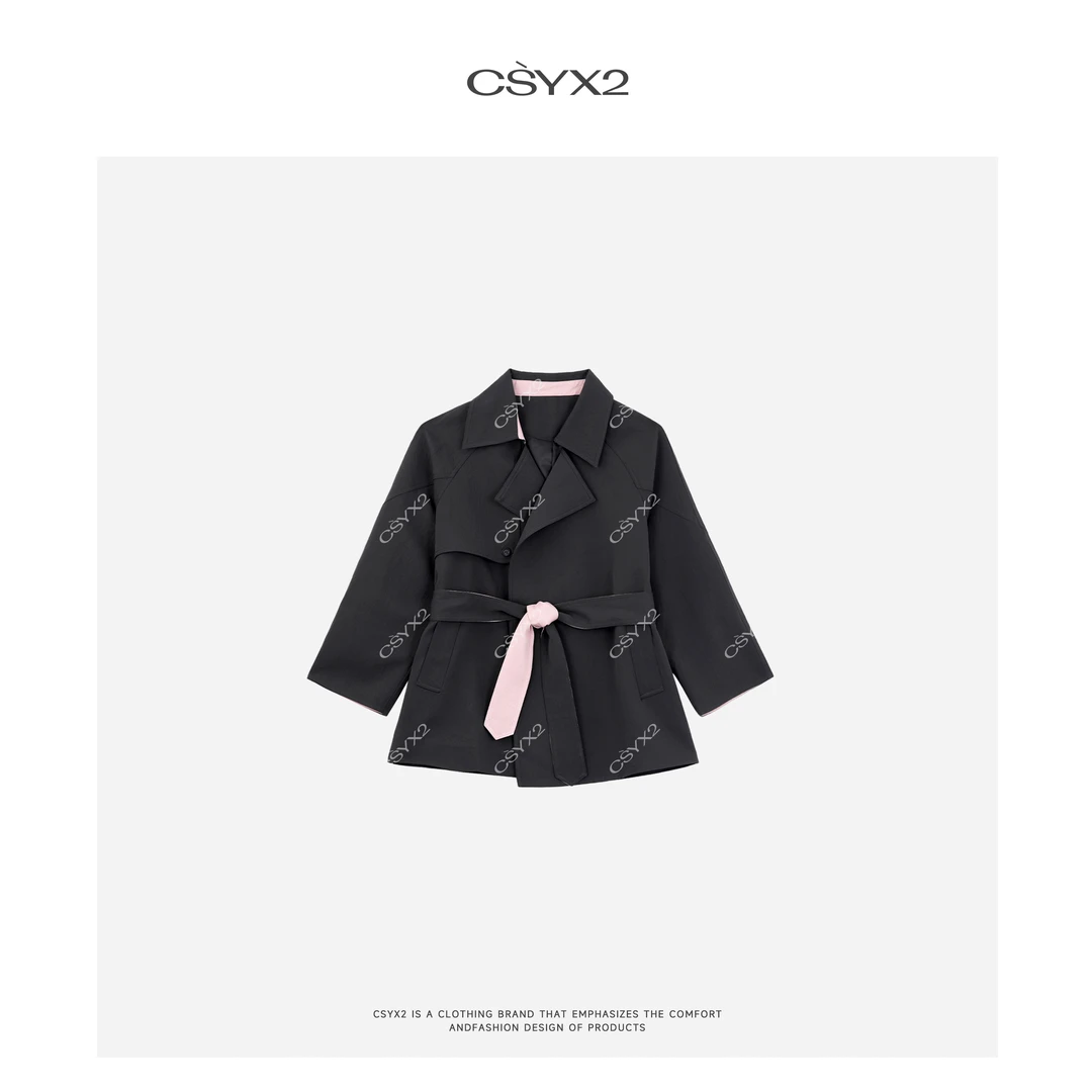 CsyX2-2025S/S早秋新款拼色中长款风衣CA5CF001