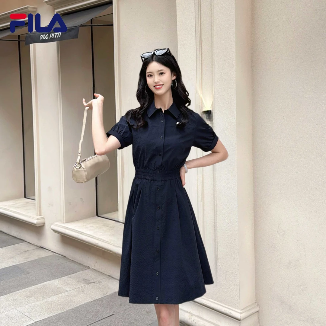 【收腰POLO裙】斐乐女装夏简约休闲显瘦长款通勤连衣裙F51W539305F