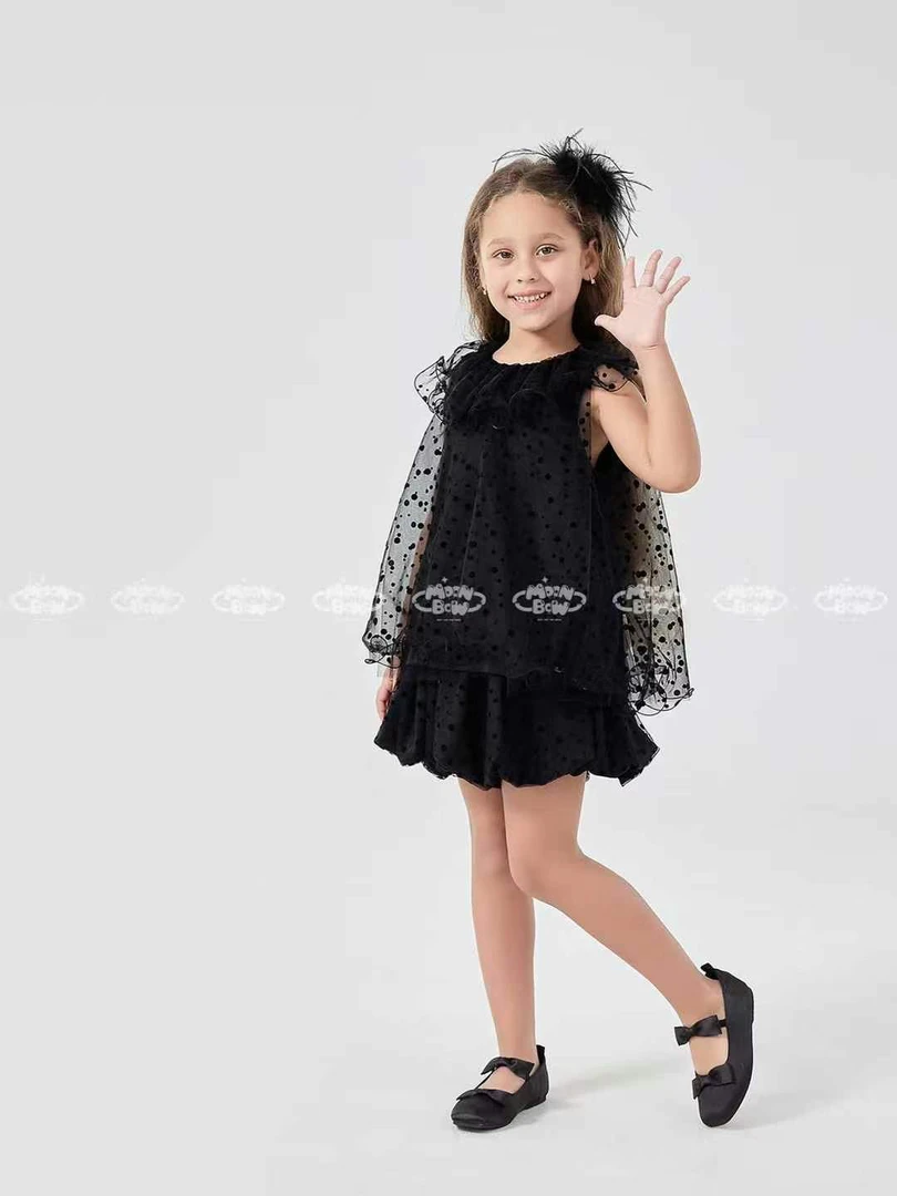 原创设计可爱波点女童夏季薄款套装