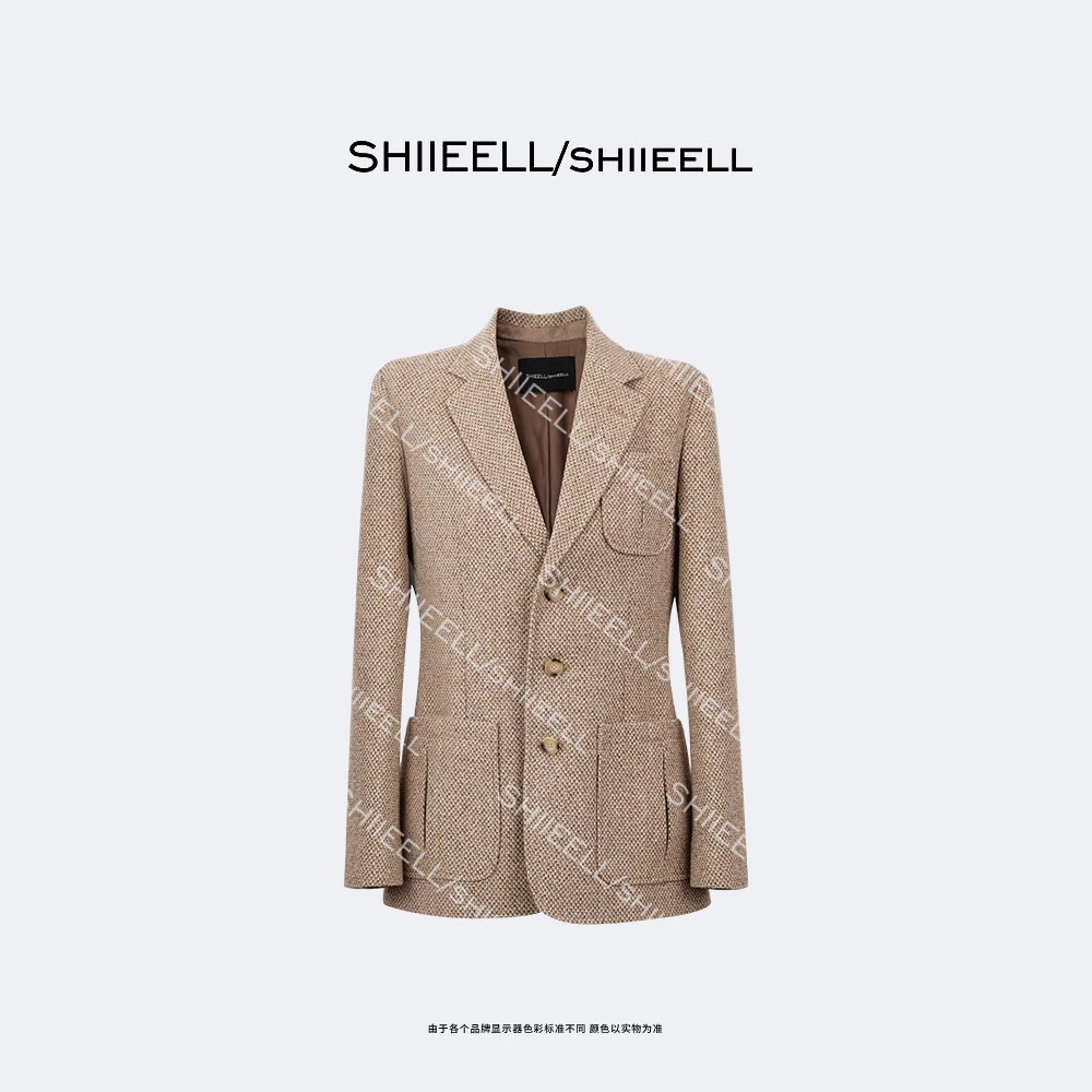 SHIIEELL【老钱艺术】经典款精纺羊毛混纺正肩多口袋西装外套W0020