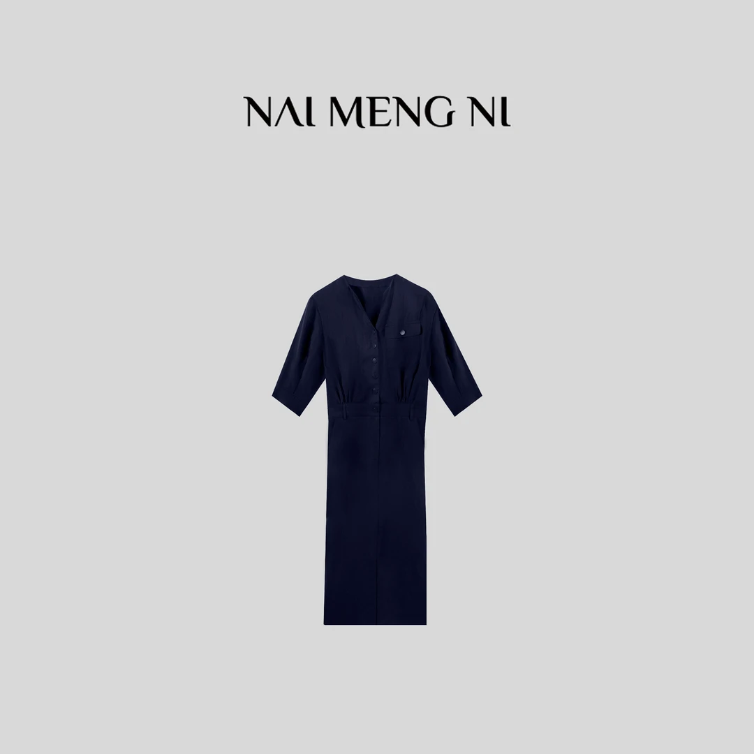 NMN王火火&设计师轻奢优雅夏款时尚气质连衣裙 25N2025