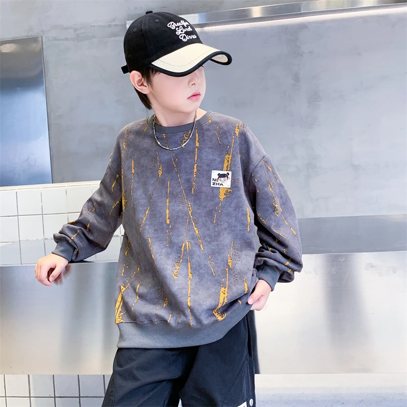 童装男童秋装上衣中大童休闲宽松长袖卫衣打底衫痞帅炸街潮牌t恤