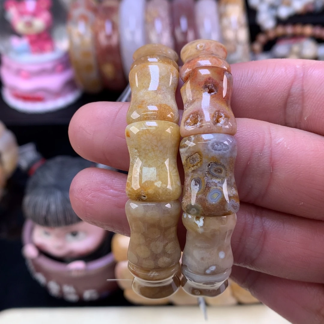 硅化珊瑚（珊瑚玉）未镶嵌手链28号88漏44一条可挑选