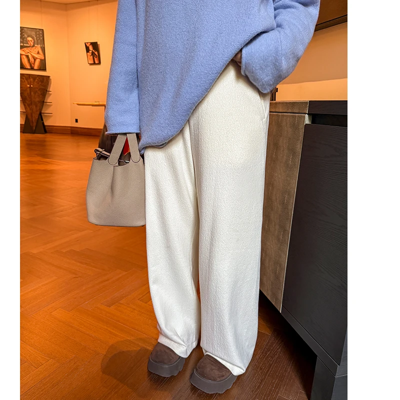 糯米毛呢裤/胖mm大码窄版直筒裤 藏肉显腿直~