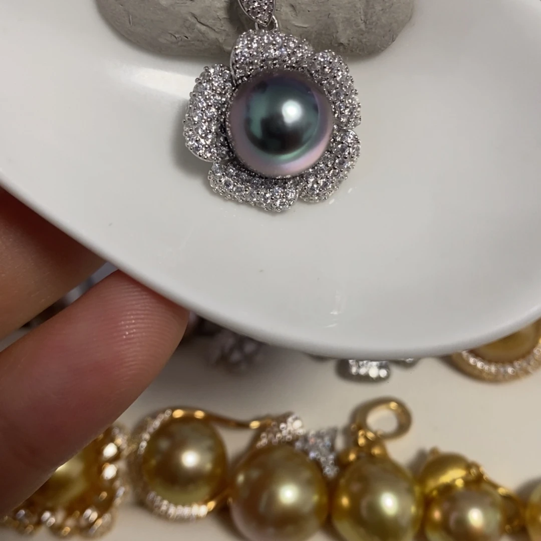 海水珍珠银S925镶嵌颈饰