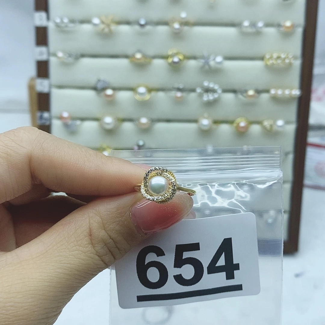 淡水珍珠戒指银S925镶嵌654