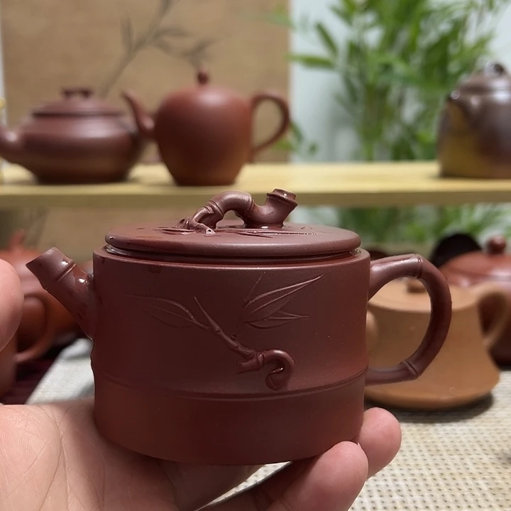 一***虎紫砂茶壶宜兴原矿紫砂竹节170CC