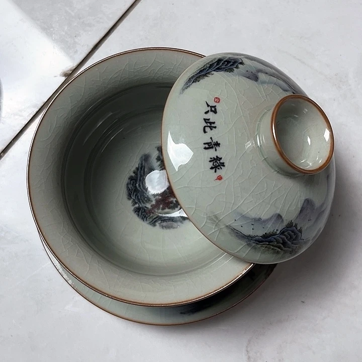 只此青绿元宝盖碗