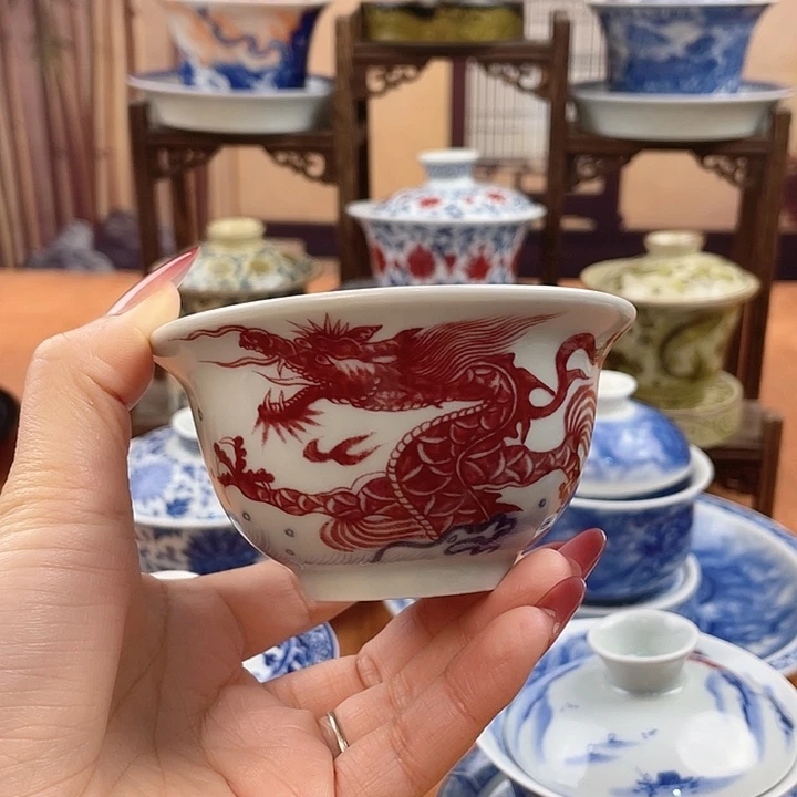 摆件陶鱼化龙压手杯