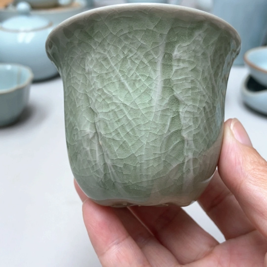 瓷赵琳豆绿支钉百财杯带礼盒