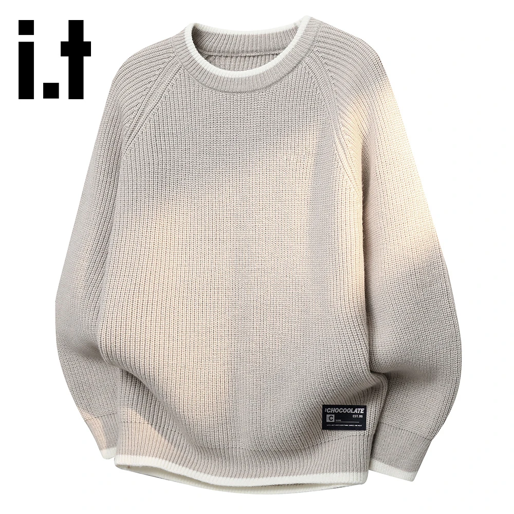it:CHOCOOLATE简约百搭休闲圆领毛衣男士2025秋冬打底保暖针织衫