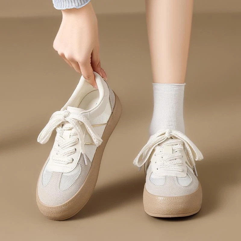 厚底德训鞋女2025夏季新款网面透气休闲板鞋运动软底复古小白鞋子