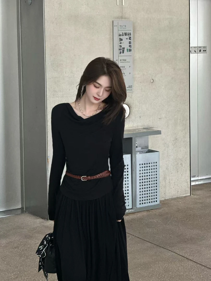 LUOZHIYIN/罗知音T112106F长袖背心抗皱百搭修身针织T恤