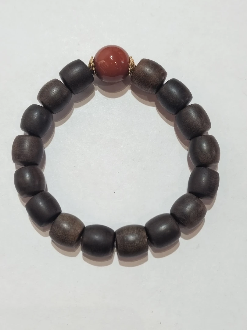 沉香 越南芽庄黑油白奇1.2鼓珠手串