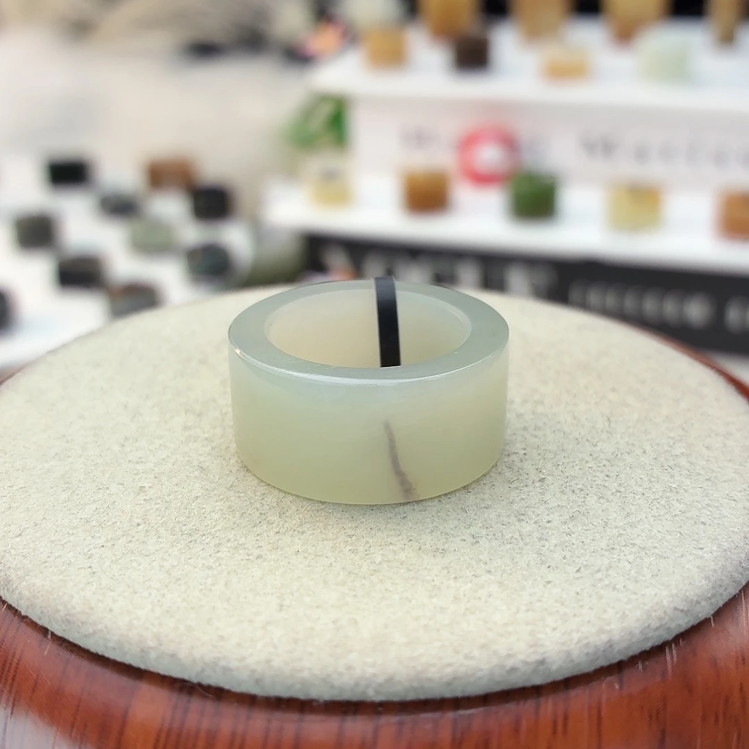 和田玉未镶嵌戒指i12晴水圆切17.4mm