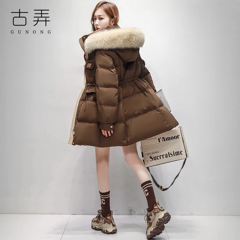 商场同款高品质大毛领羽绒服女中长款小个子高级感超好看收腰修身