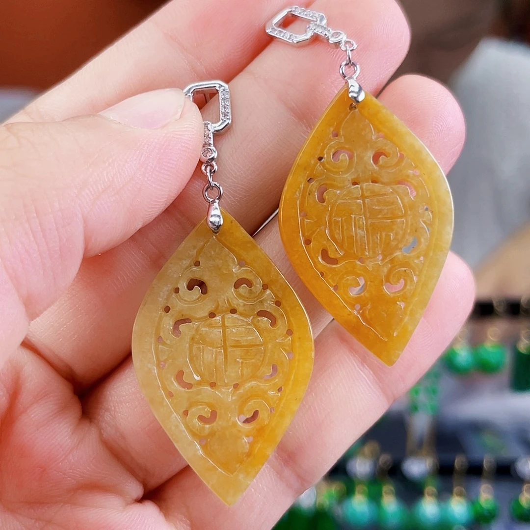 翡翠银S925镶嵌耳饰