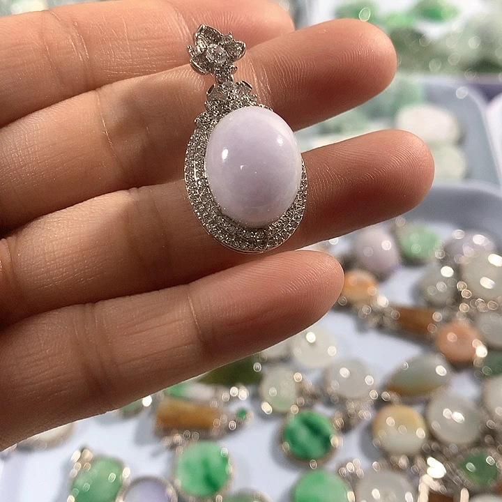 翡翠银S925镶嵌吊坠(不含链)吊坠
