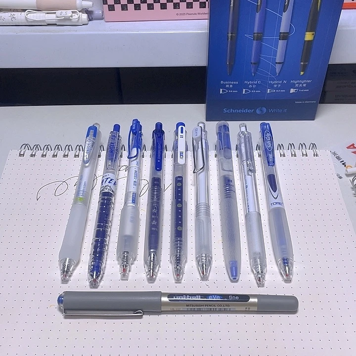1-9多品牌蓝笔混款组合10支