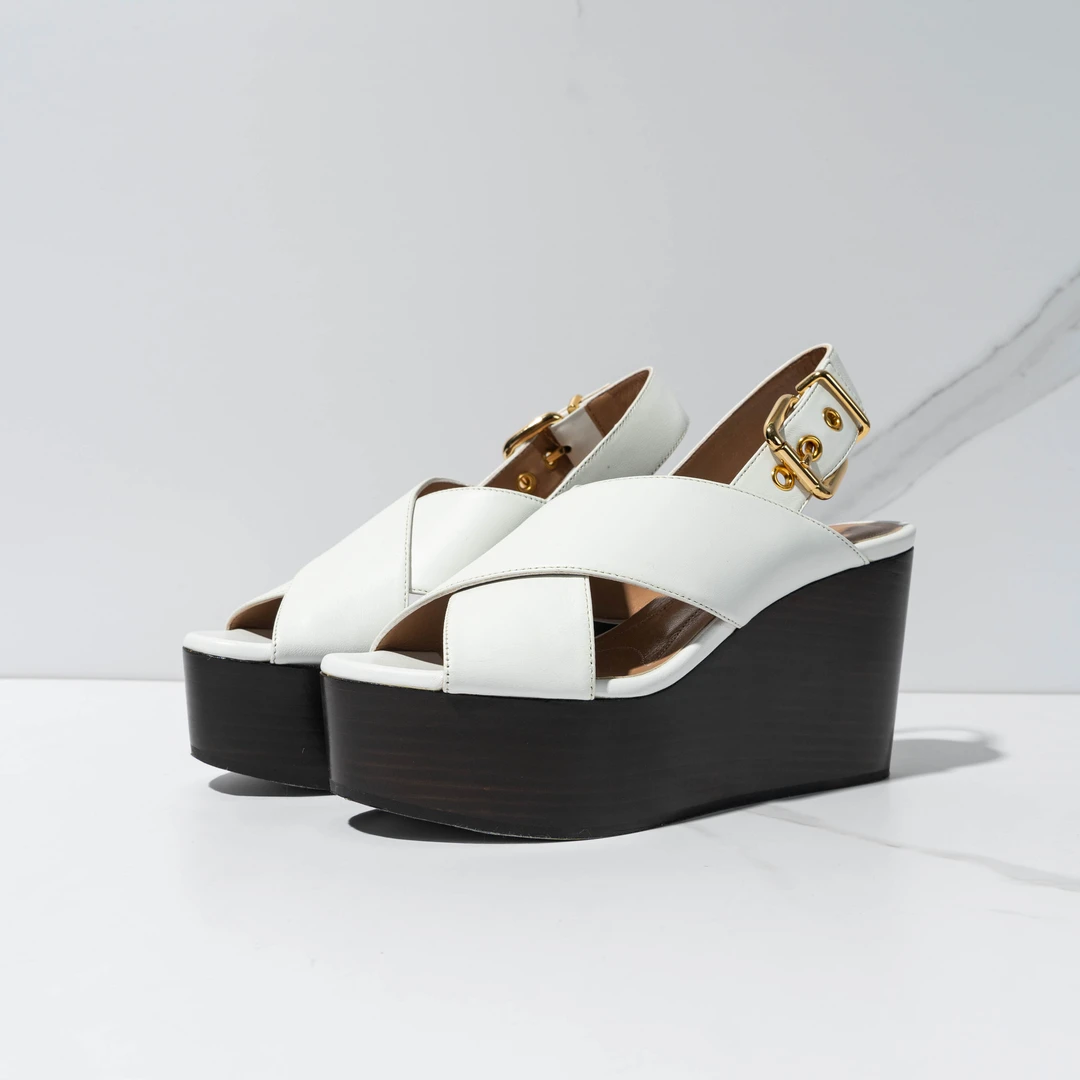 全新未使用/Marni厚底坡跟交叉凉鞋MRGS00004