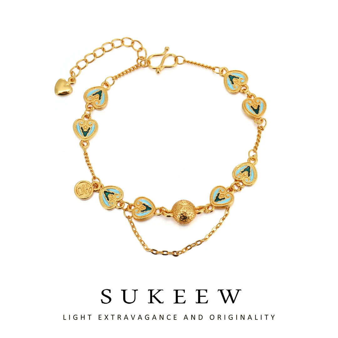 SUKEEW/酥可 铜合金手链 新中式敦煌宝相轻奢花瓣精致手链760106