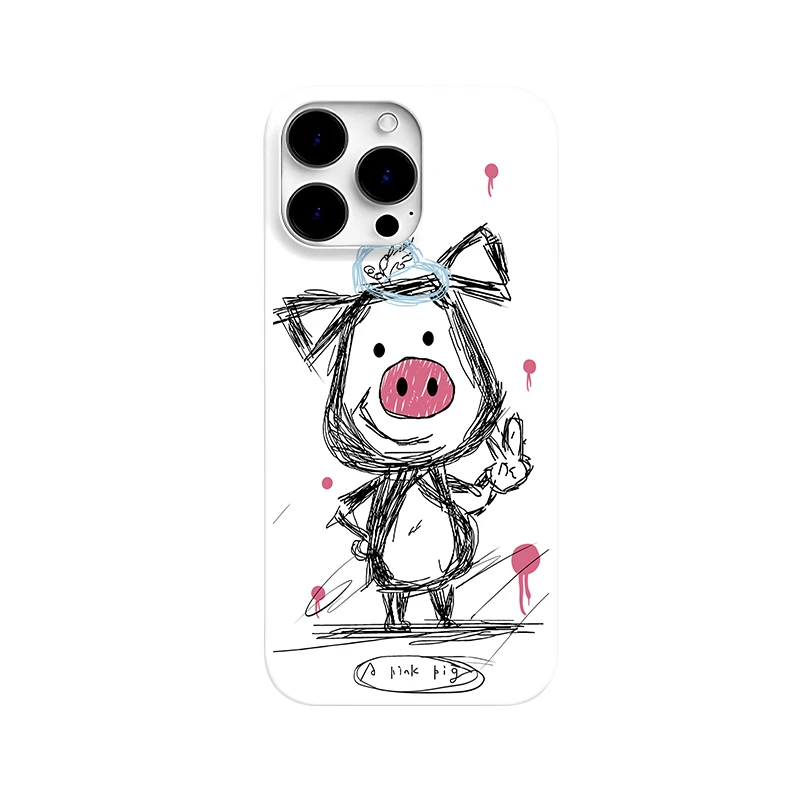 素描比耶小猪手适用iphone16苹果15pro手机壳14卡通vivo华为1312