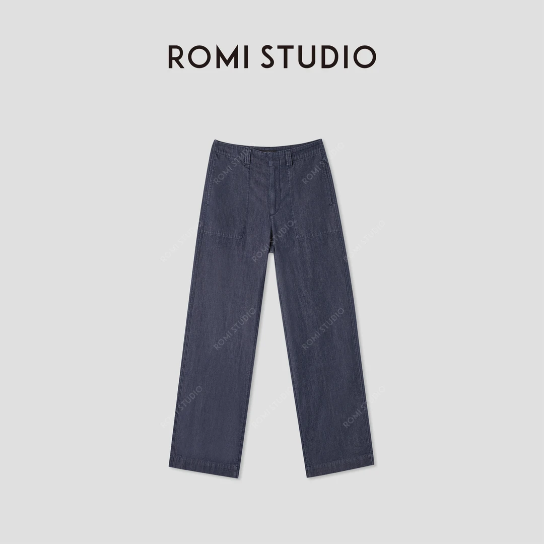ROMI STUDIO“简约复古”环保洗水轻薄全棉直筒牛仔长裤RWCSXD2776