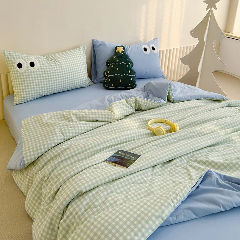 2025新款多巴胺水洗云朵棉夏被三件套四件套