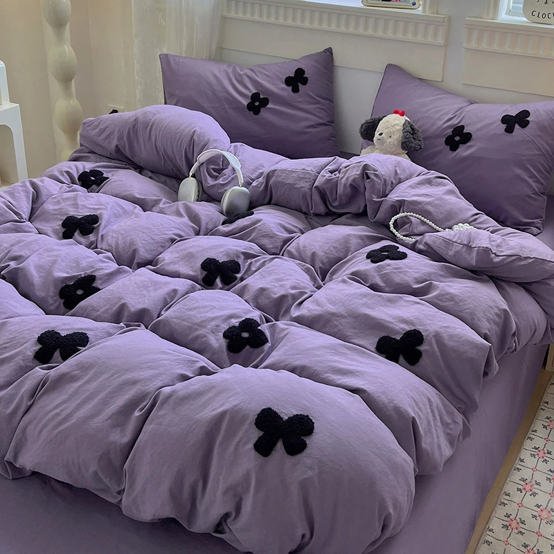 超柔软A类毛巾绣可爱床单四件套床笠被套学生宿舍三件套床上用品
