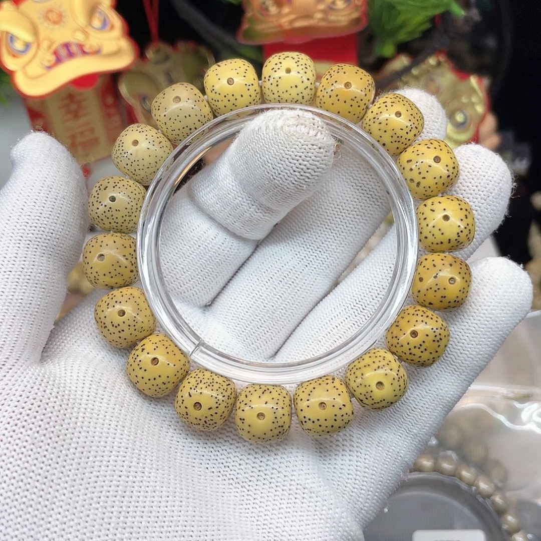 星月菩提手串13/12原白鸡油黄单圈