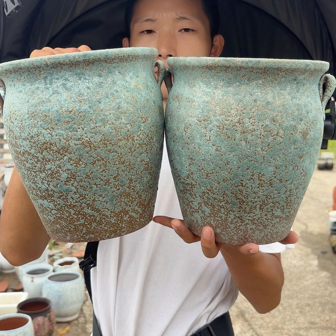复古绿耳两个口径19高度20