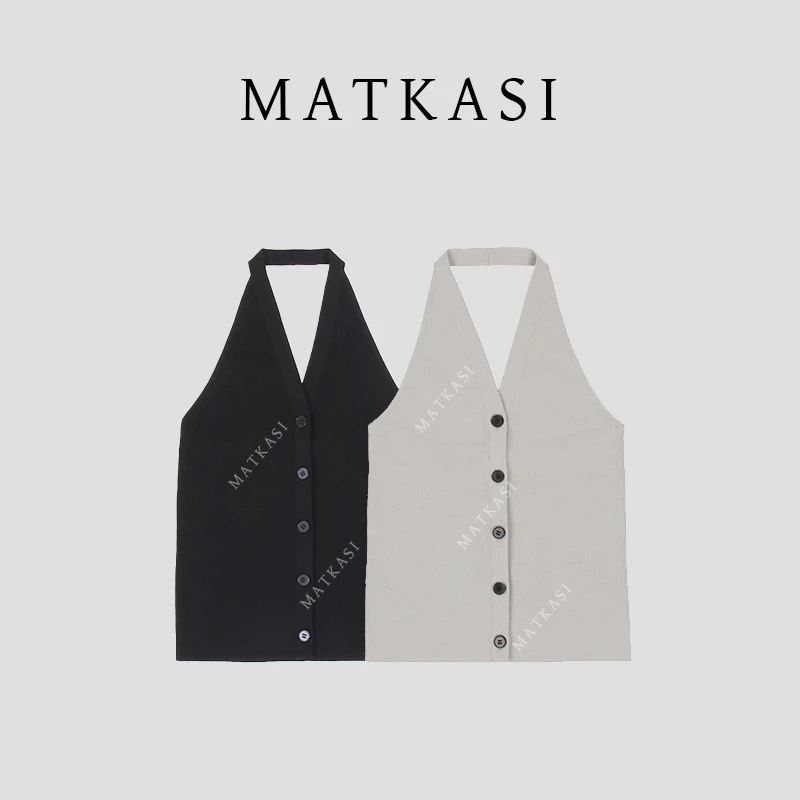 MATKASI 设计感时尚气质百搭日常出街绝美针织挂脖背心