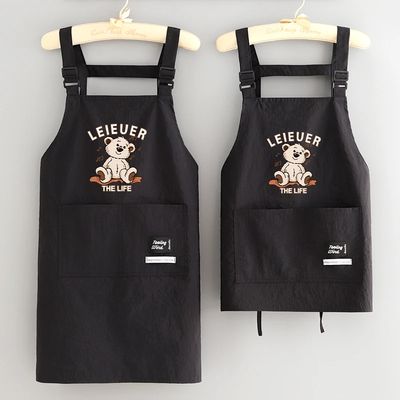 简约防泼水围裙厨房家用卡通防污围腰定制韩版餐饮做饭工作服男女