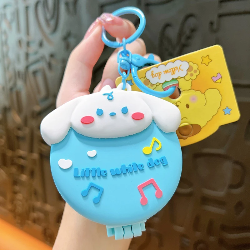 卡通玉桂狗便携折叠式气囊梳钥匙扣随身便携梳镜两用一体挂件