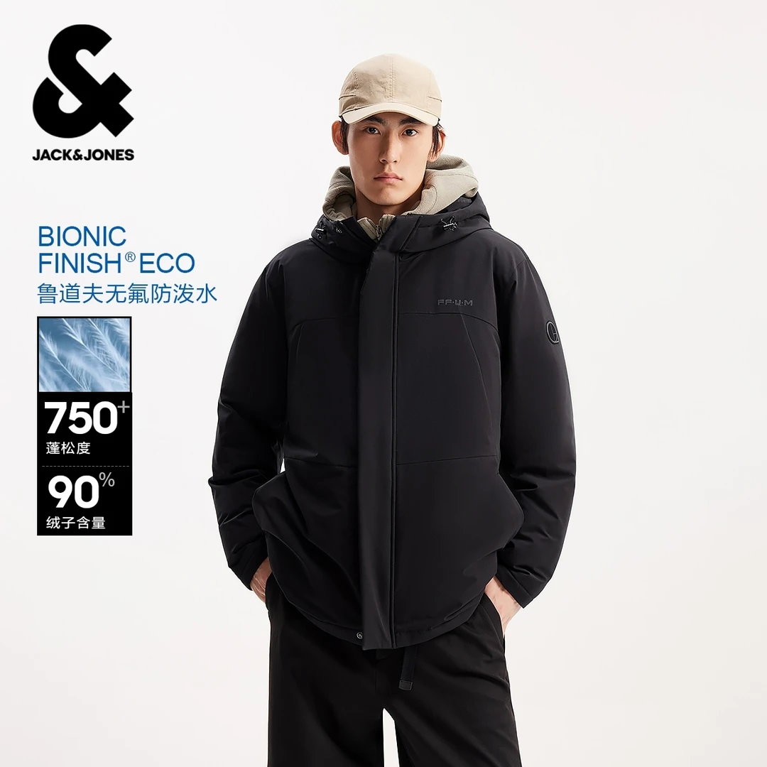 【防水面料】杰克琼斯男装春季新款宽松百搭羽绒服工装风连帽外套