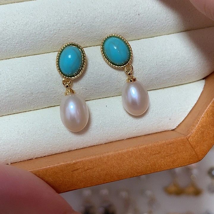 合金淡水珍珠耳饰