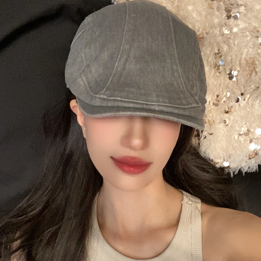 雾专属 八字牛仔拼接水洗牛仔小众韩系百搭显脸小前进帽