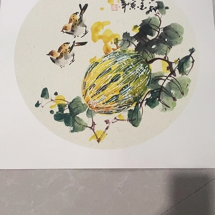 国画三尺斗卡纸花鸟