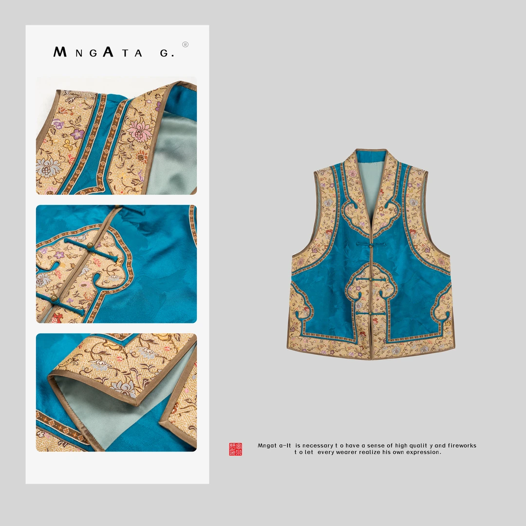 MNGATA G.宫小妍【观山听雨】秋冬新中式中国风桑蚕丝马甲4080501