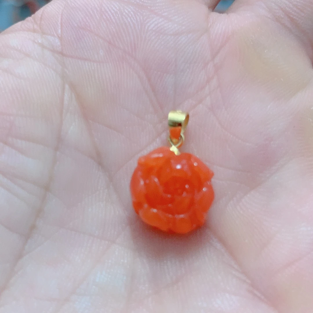 南红玛瑙银S925镶嵌吊坠(不含链)