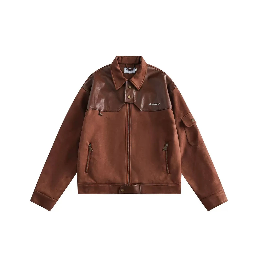 美式街头复古设计感2025早春新款麂皮夹克-W127
