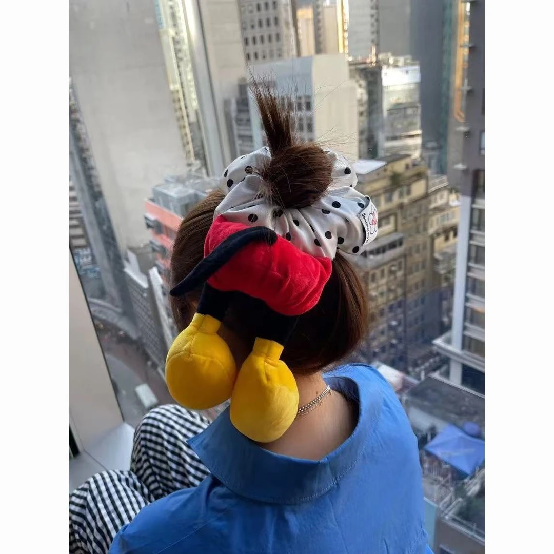 秋冬米老鼠发圈头绳气质米奇红色波点可爱发圈发饰毛绒可爱发圈