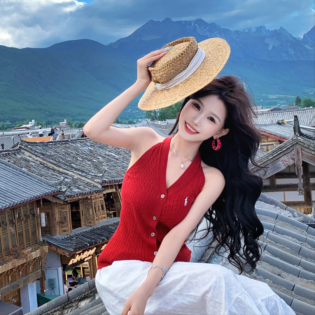 陈六六CHENLIULIU【慢调惬意】老钱风小马麻花条针织背心