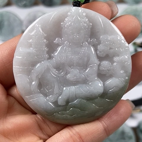 翡翠颈饰未镶嵌山水观音福利