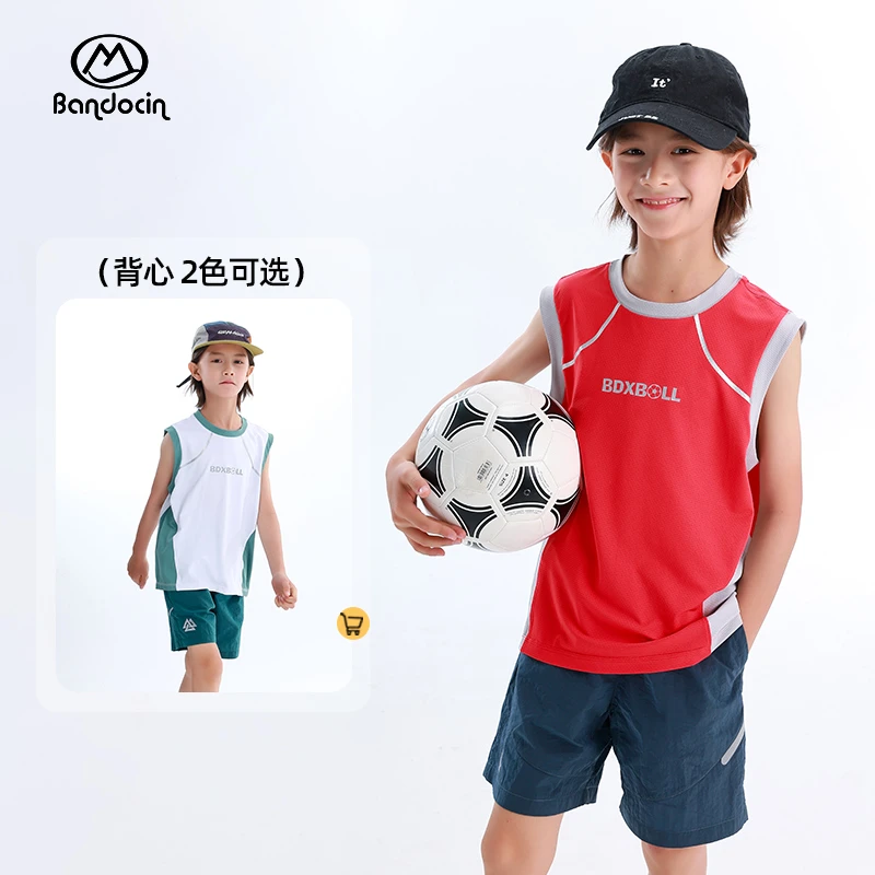 BANDOCIN/半度闲男童透气背心T恤夏季外穿轻薄凉感无袖上衣篮球服