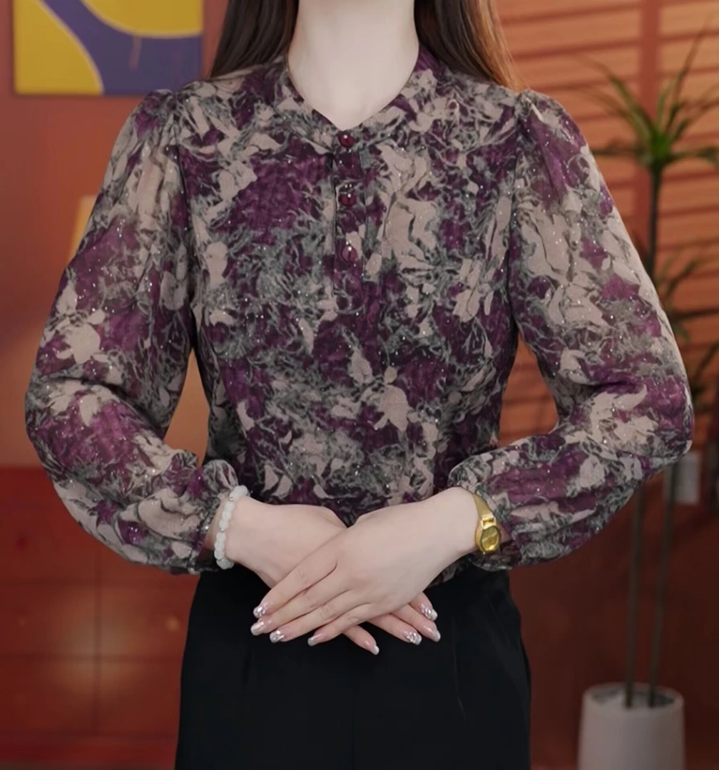 【原版亮片工艺】薄款碎花冰丝衬衫春夏季大码胖mm宽松显瘦防晒小衫