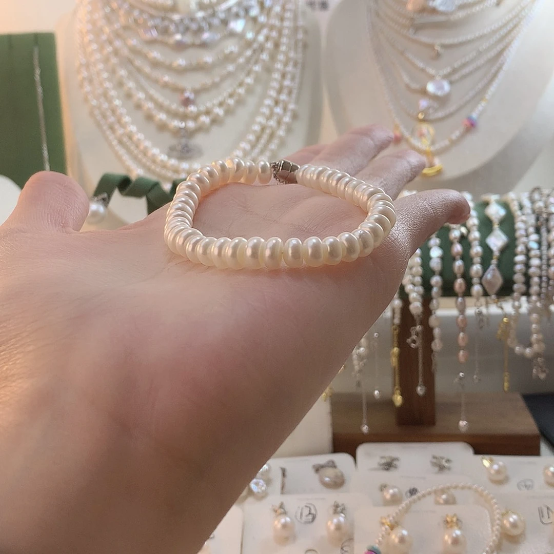 银S925镶嵌淡水珍珠手绳