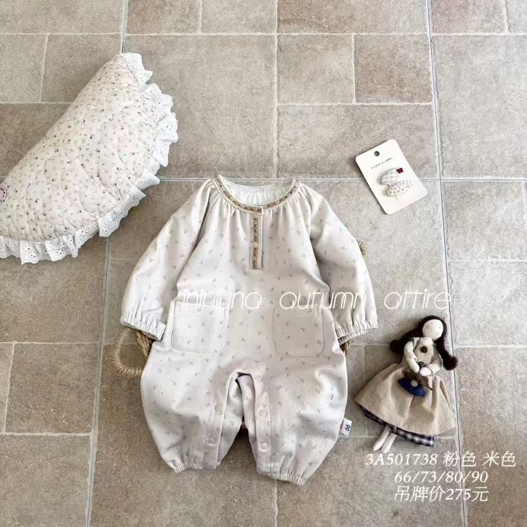 长袖韩版春秋女男女通用哈衣爬服女宝印花连体衣