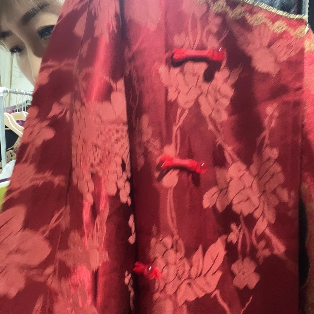 瑶***远刺绣开衫太太服枣红色