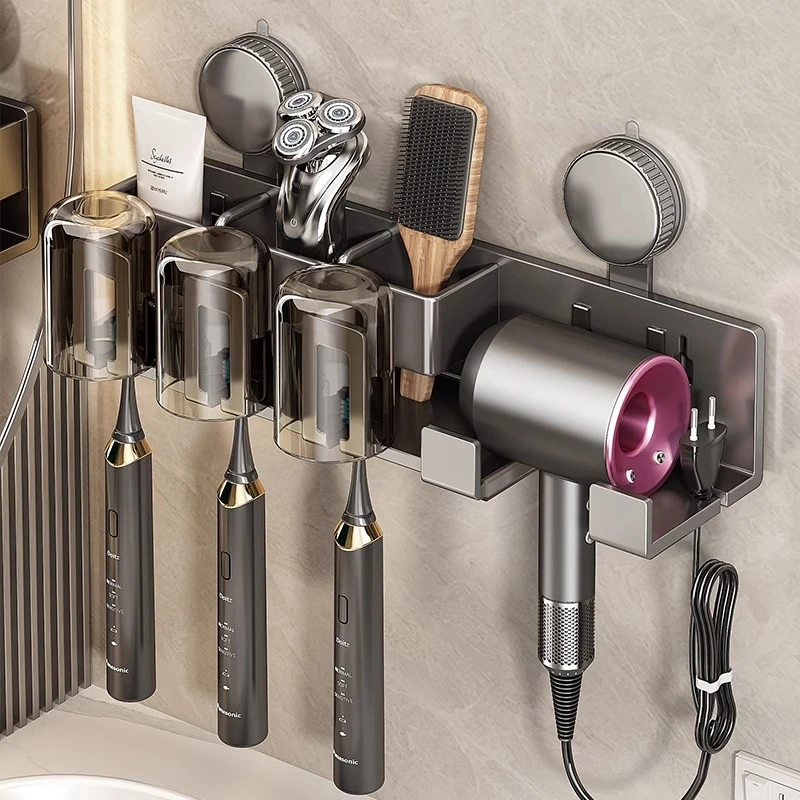 吸盘牙刷置物架免打孔壁挂式漱口杯电动牙杯挂吹风机卫生间收纳架